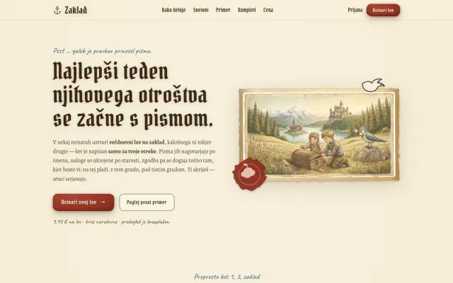 Spletna stran LovNaZaklad.com — Generator lova na zaklad