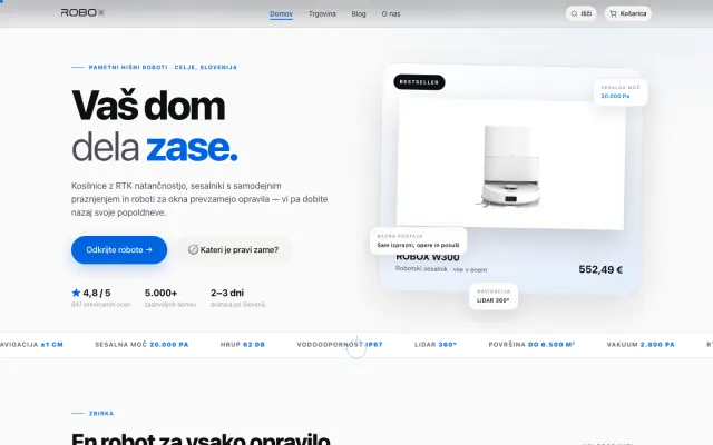 Spletna stran Robox.si — Pametni hišni roboti